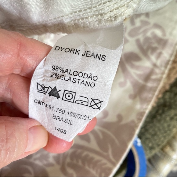 DYORK JEANS Brazil Pencil Skirt Pockets Side Zip Denim Cream Floral - Picture 7 of 11